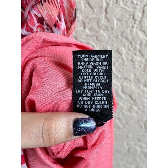 Zac & Rachel Woman Geometric Printed Chiffon Flutter Sleeve Blouse 1X Pink Boho - Picture 7 of 8